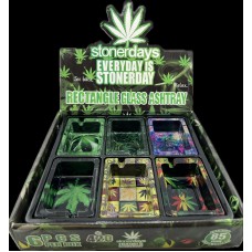 Glass Ashtray Square  Stonerdays Mix Design 6ct